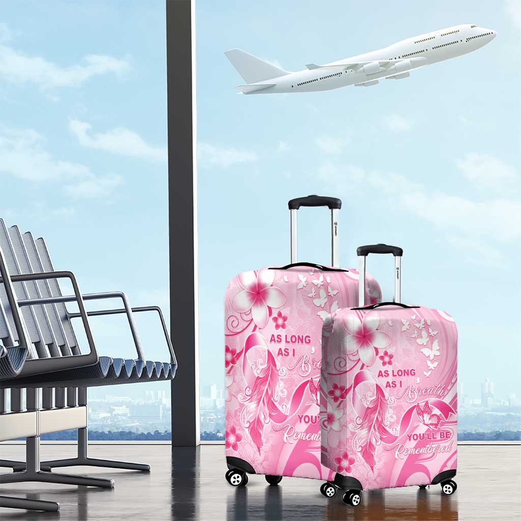 Memorial Pink Breast Cancer Awareness Luggage Cover Plumeria Floral Tribal Pattern LT05 - Polynesian Pride