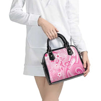 Memorial Pink Breast Cancer Awareness Shoulder Handbag Plumeria Floral Tribal Pattern LT05 - Polynesian Pride
