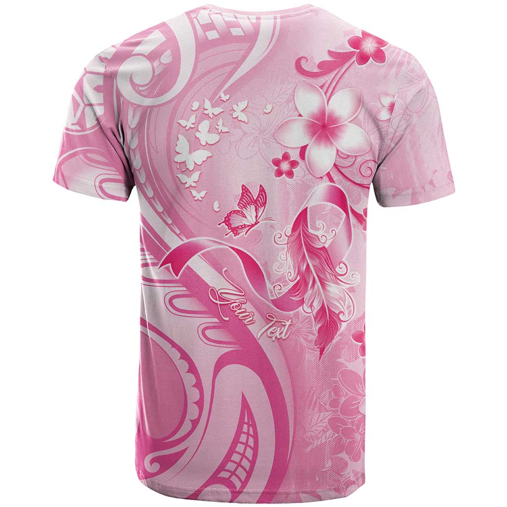 Personalised Memorial Pink Breast Cancer Awareness T Shirt Plumeria Floral Tribal Pattern LT05 - Polynesian Pride