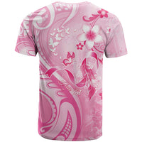 Personalised Memorial Pink Breast Cancer Awareness T Shirt Plumeria Floral Tribal Pattern LT05 - Polynesian Pride