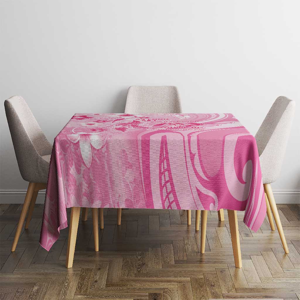 Memorial Pink Breast Cancer Awareness Tablecloth Plumeria Floral Tribal Pattern LT05 - Polynesian Pride
