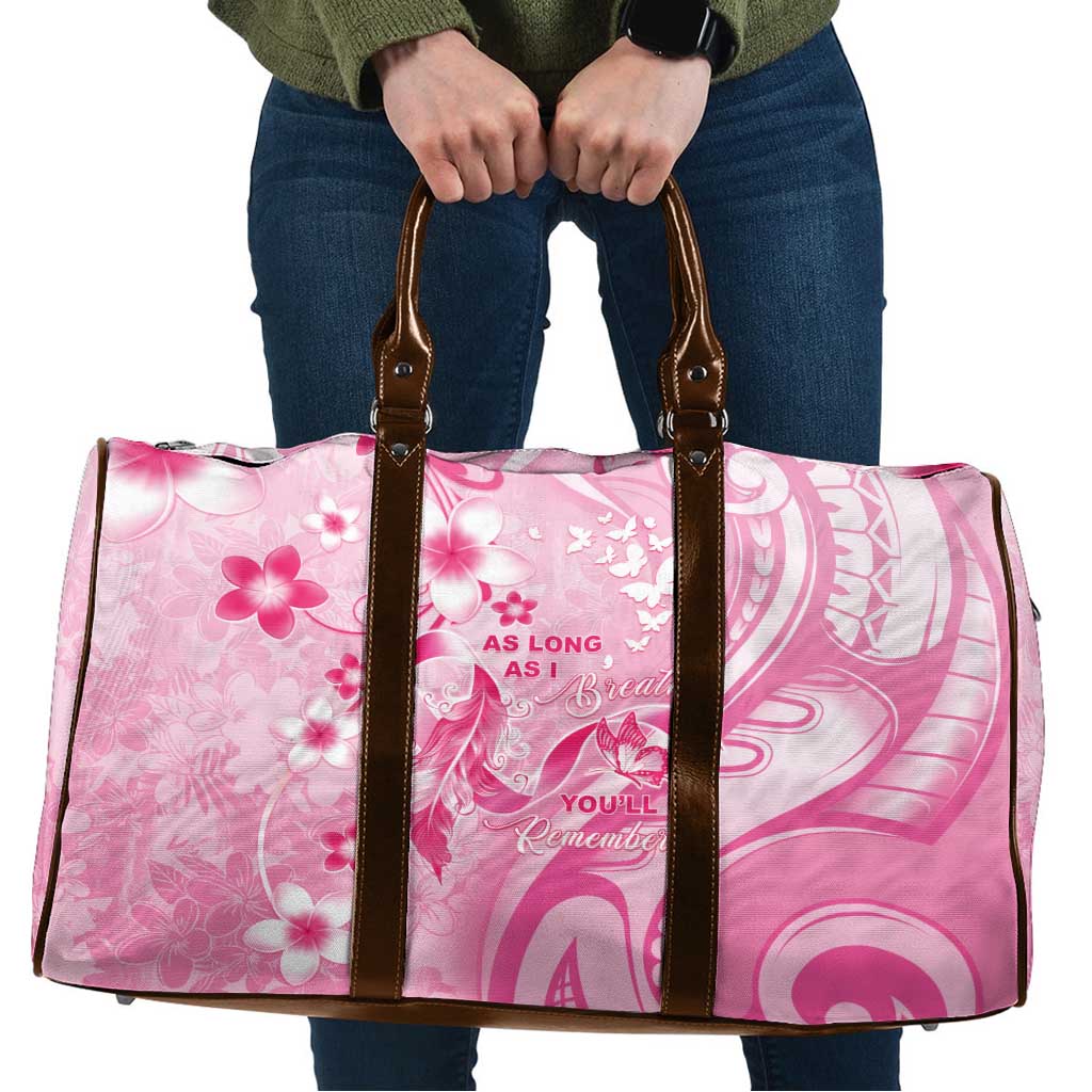 Memorial Pink Breast Cancer Awareness Travel Bag Plumeria Floral Tribal Pattern LT05 Pink - Polynesian Pride