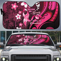 Memorial Breast Cancer Awareness Auto Sun Shade Plumeria Floral Tribal Pattern LT05 Black - Polynesian Pride