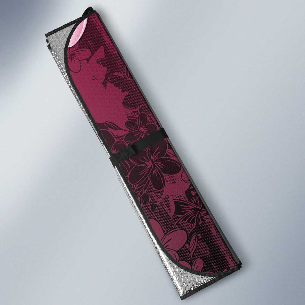 Memorial Breast Cancer Awareness Auto Sun Shade Plumeria Floral Tribal Pattern LT05 - Polynesian Pride