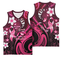 Personalised Memorial Breast Cancer Awareness Basketball Jersey Plumeria Floral Tribal Pattern LT05 - Polynesian Pride