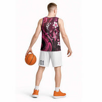 Personalised Memorial Breast Cancer Awareness Basketball Jersey Plumeria Floral Tribal Pattern LT05 - Polynesian Pride