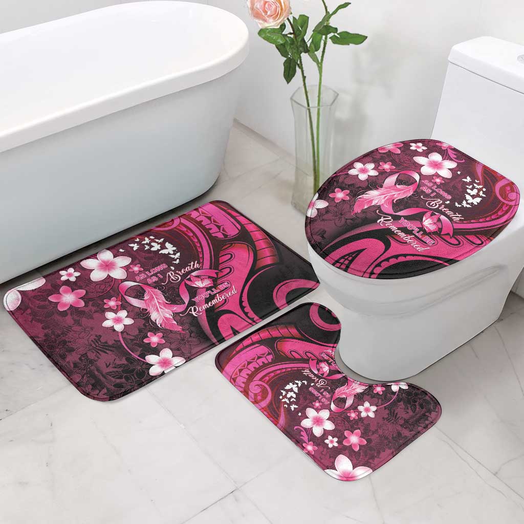 Memorial Breast Cancer Awareness Bathroom Set Plumeria Floral Tribal Pattern LT05 - Polynesian Pride
