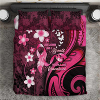 Memorial Breast Cancer Awareness Bedding Set Plumeria Floral Tribal Pattern LT05 Black - Polynesian Pride