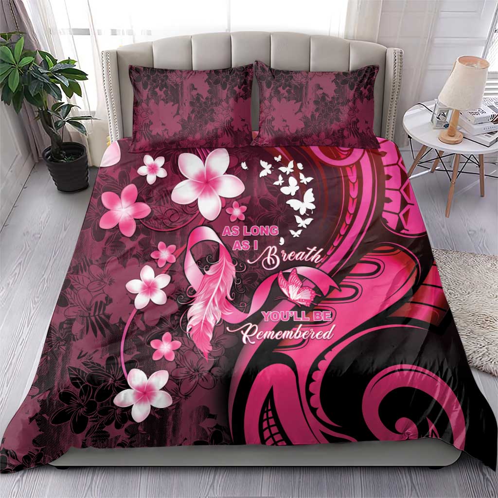 Memorial Breast Cancer Awareness Bedding Set Plumeria Floral Tribal Pattern LT05 - Polynesian Pride
