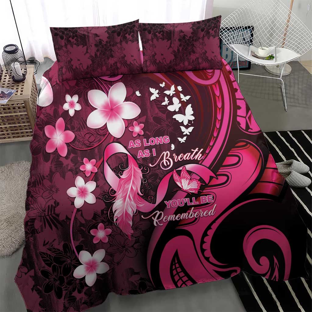 Memorial Breast Cancer Awareness Bedding Set Plumeria Floral Tribal Pattern LT05 - Polynesian Pride