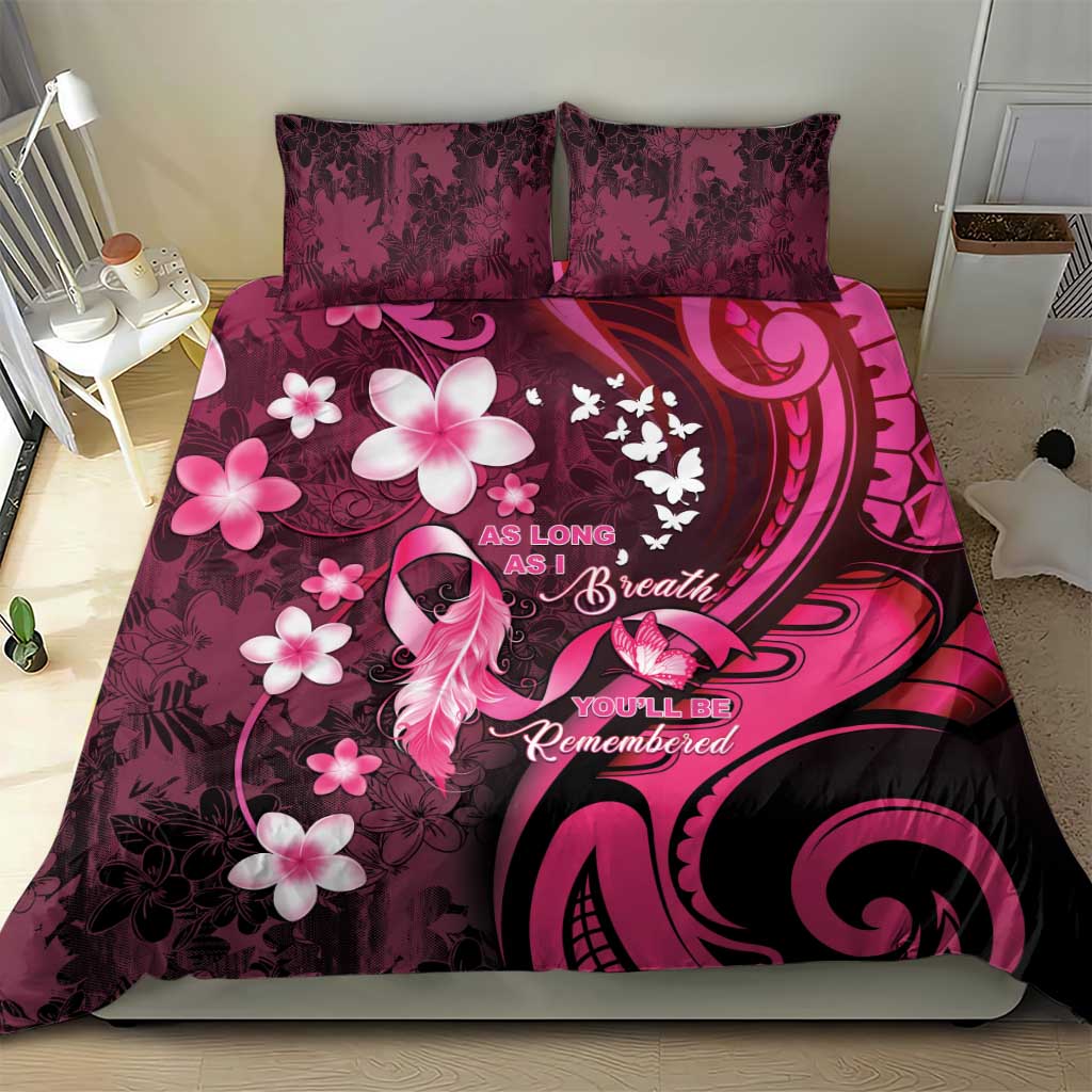 Memorial Breast Cancer Awareness Bedding Set Plumeria Floral Tribal Pattern LT05 - Polynesian Pride