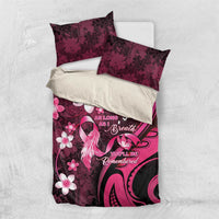 Memorial Breast Cancer Awareness Bedding Set Plumeria Floral Tribal Pattern LT05 US Twin 172cm x 218cm Black - Polynesian Pride