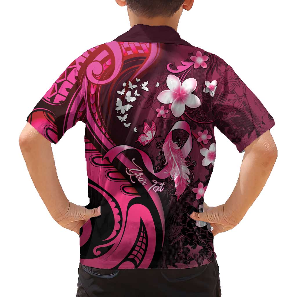 Personalised Memorial Breast Cancer Awareness Family Matching Off Shoulder Maxi Dress and Hawaiian Shirt Plumeria Floral Tribal Pattern LT05 - Polynesian Pride