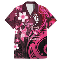 Personalised Memorial Breast Cancer Awareness Family Matching Off Shoulder Maxi Dress and Hawaiian Shirt Plumeria Floral Tribal Pattern LT05 Dad's Shirt - Short Sleeve Black - Polynesian Pride