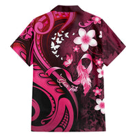 Personalised Memorial Breast Cancer Awareness Family Matching Off Shoulder Maxi Dress and Hawaiian Shirt Plumeria Floral Tribal Pattern LT05 - Polynesian Pride