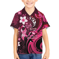 Personalised Memorial Breast Cancer Awareness Family Matching Off Shoulder Maxi Dress and Hawaiian Shirt Plumeria Floral Tribal Pattern LT05 Son's Shirt Black - Polynesian Pride