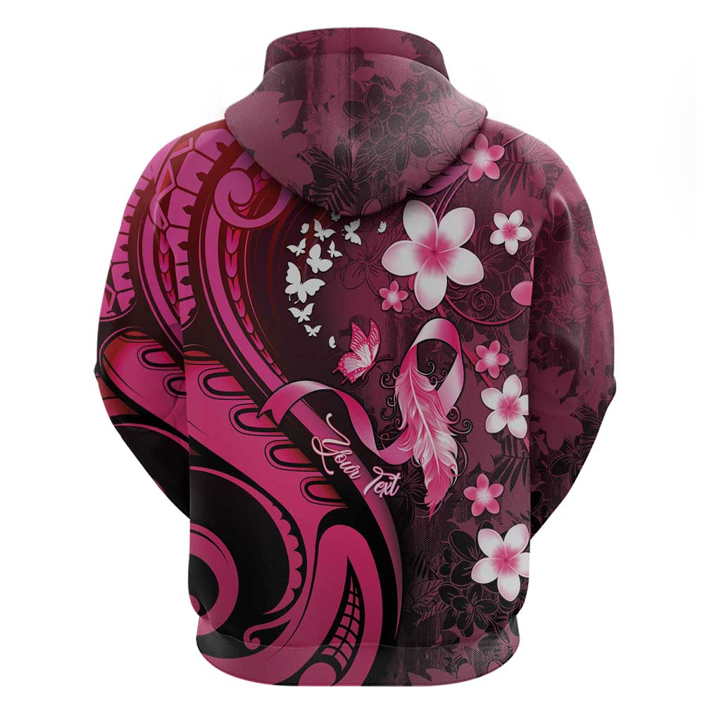 Personalised Memorial Breast Cancer Awareness Hoodie Plumeria Floral Tribal Pattern LT05 - Polynesian Pride