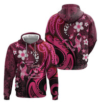 Personalised Memorial Breast Cancer Awareness Hoodie Plumeria Floral Tribal Pattern LT05 - Polynesian Pride