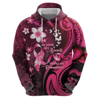 Personalised Memorial Breast Cancer Awareness Hoodie Plumeria Floral Tribal Pattern LT05 - Polynesian Pride