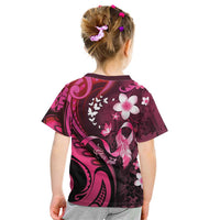 Personalised Memorial Breast Cancer Awareness Kid T Shirt Plumeria Floral Tribal Pattern LT05 - Polynesian Pride