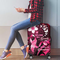 Memorial Breast Cancer Awareness Luggage Cover Plumeria Floral Tribal Pattern - Polynesian Pride