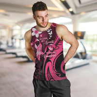 Personalised Memorial Breast Cancer Awareness Men Tank Top Plumeria Floral Tribal Pattern LT05 Black - Polynesian Pride