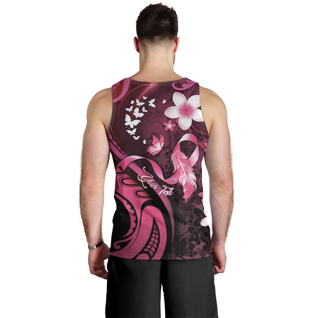 Personalised Memorial Breast Cancer Awareness Men Tank Top Plumeria Floral Tribal Pattern LT05 - Polynesian Pride
