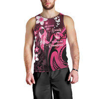 Personalised Memorial Breast Cancer Awareness Men Tank Top Plumeria Floral Tribal Pattern LT05 - Polynesian Pride