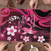 Memorial Breast Cancer Awareness Puzzle Plumeria Floral Tribal Pattern LT05 - Polynesian Pride