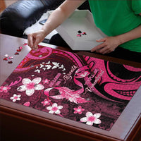 Memorial Breast Cancer Awareness Puzzle Plumeria Floral Tribal Pattern LT05 - Polynesian Pride