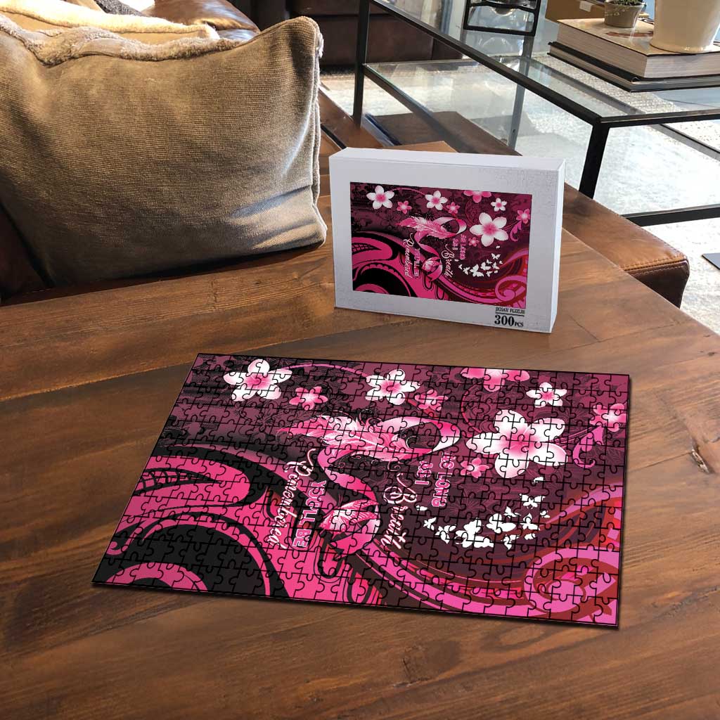 Memorial Breast Cancer Awareness Puzzle Plumeria Floral Tribal Pattern LT05 - Polynesian Pride