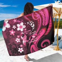 Memorial Breast Cancer Awareness Sarong Plumeria Floral Tribal Pattern LT05 One Size 44 x 66 inches Black - Polynesian Pride