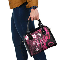 Memorial Breast Cancer Awareness Shoulder Handbag Plumeria Floral Tribal Pattern LT05 - Polynesian Pride