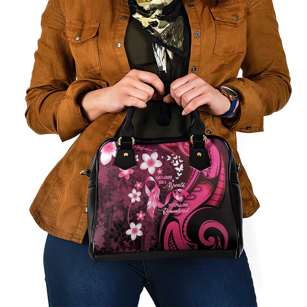 Memorial Breast Cancer Awareness Shoulder Handbag Plumeria Floral Tribal Pattern LT05 - Polynesian Pride