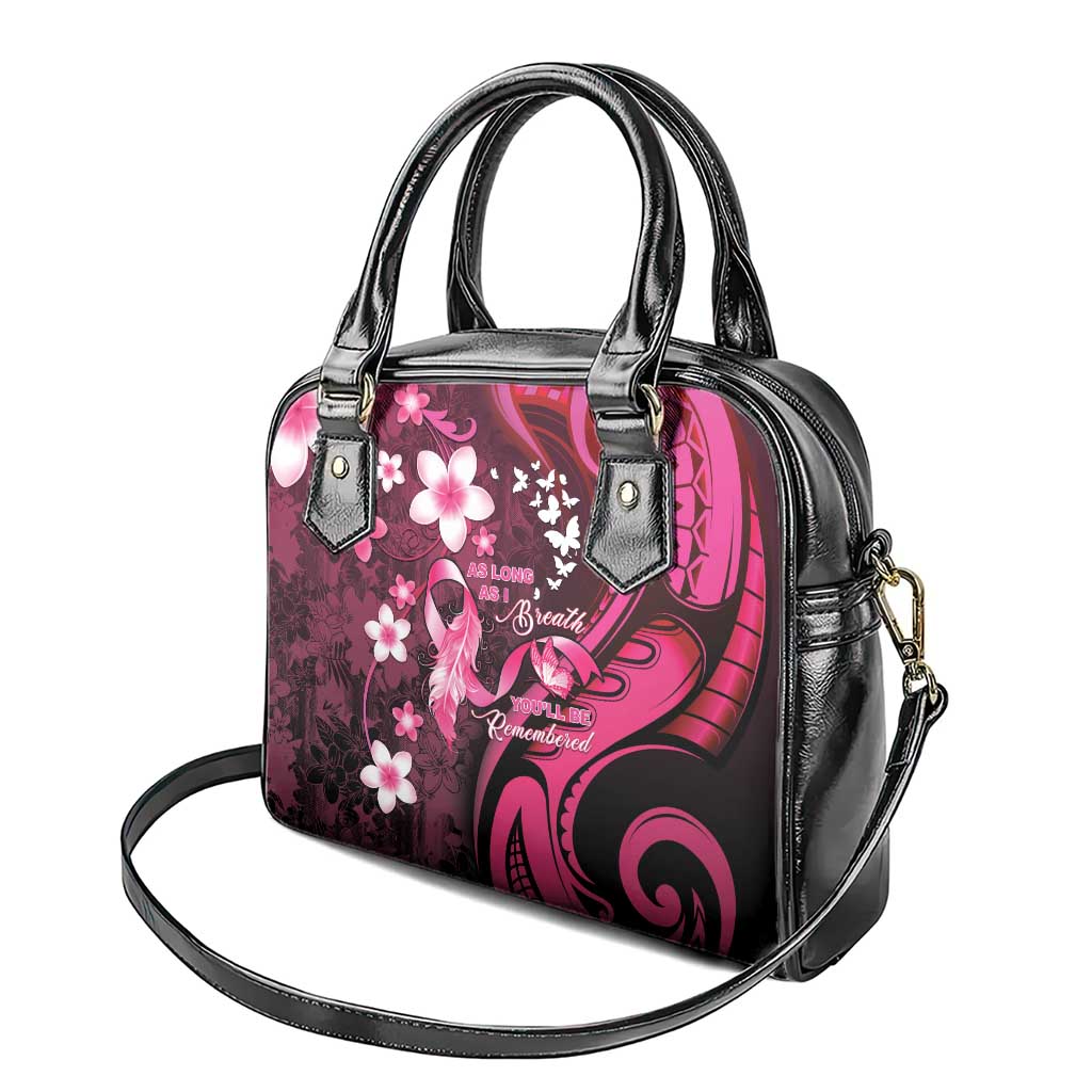 Memorial Breast Cancer Awareness Shoulder Handbag Plumeria Floral Tribal Pattern LT05 - Polynesian Pride