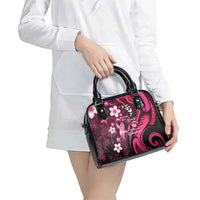 Memorial Breast Cancer Awareness Shoulder Handbag Plumeria Floral Tribal Pattern LT05 - Polynesian Pride