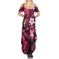 Personalised Memorial Breast Cancer Awareness Summer Maxi Dress Plumeria Floral Tribal Pattern LT05 - Polynesian Pride
