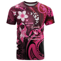 Personalised Memorial Breast Cancer Awareness T Shirt Plumeria Floral Tribal Pattern LT05 Black - Polynesian Pride