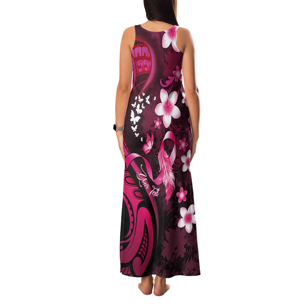 Personalised Memorial Breast Cancer Awareness Tank Maxi Dress Plumeria Floral Tribal Pattern LT05 - Polynesian Pride