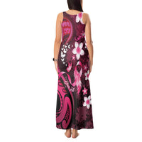 Personalised Memorial Breast Cancer Awareness Tank Maxi Dress Plumeria Floral Tribal Pattern LT05 - Polynesian Pride