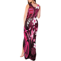 Personalised Memorial Breast Cancer Awareness Tank Maxi Dress Plumeria Floral Tribal Pattern LT05 - Polynesian Pride