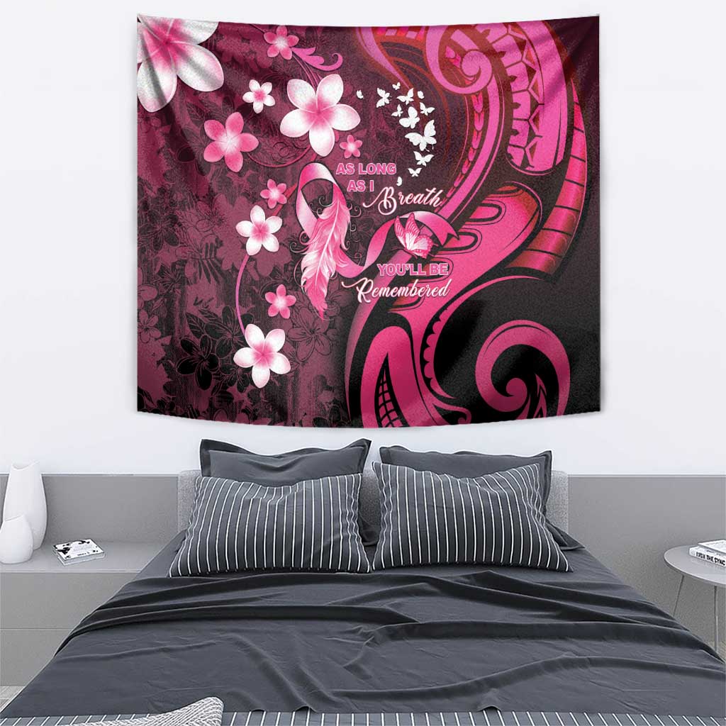 Memorial Breast Cancer Awareness Tapestry Plumeria Floral Tribal Pattern LT05 - Polynesian Pride