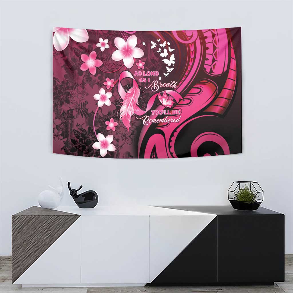 Memorial Breast Cancer Awareness Tapestry Plumeria Floral Tribal Pattern LT05 - Polynesian Pride
