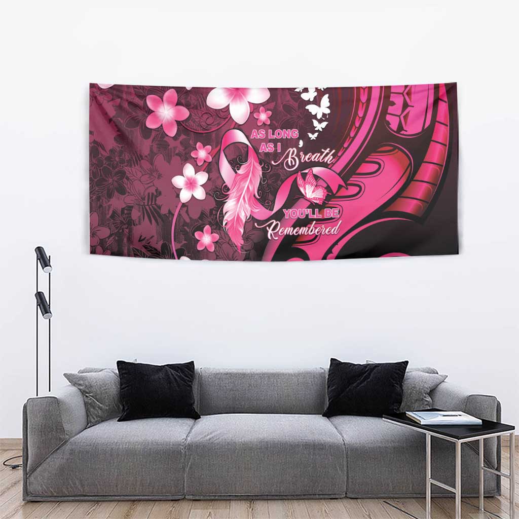 Memorial Breast Cancer Awareness Tapestry Plumeria Floral Tribal Pattern LT05 - Polynesian Pride
