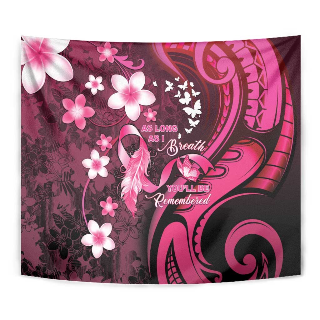 Memorial Breast Cancer Awareness Tapestry Plumeria Floral Tribal Pattern LT05 - Polynesian Pride
