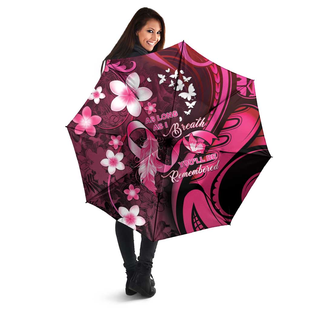 Memorial Breast Cancer Awareness Umbrella Plumeria Floral Tribal Pattern LT05 - Polynesian Pride