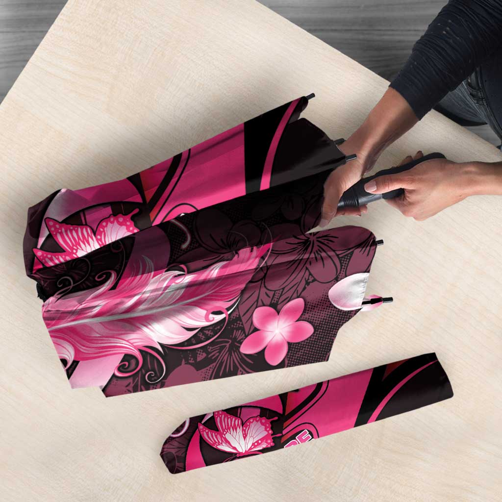 Memorial Breast Cancer Awareness Umbrella Plumeria Floral Tribal Pattern LT05 - Polynesian Pride