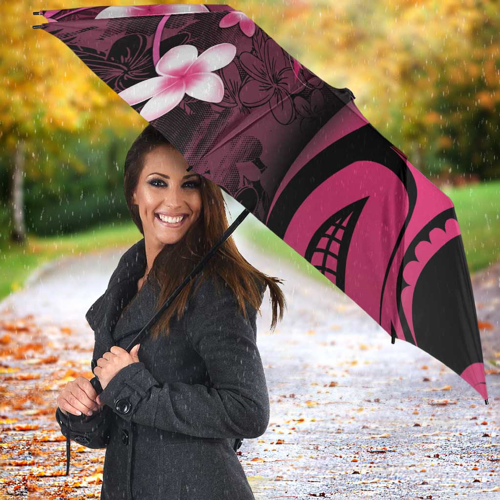 Memorial Breast Cancer Awareness Umbrella Plumeria Floral Tribal Pattern LT05 - Polynesian Pride