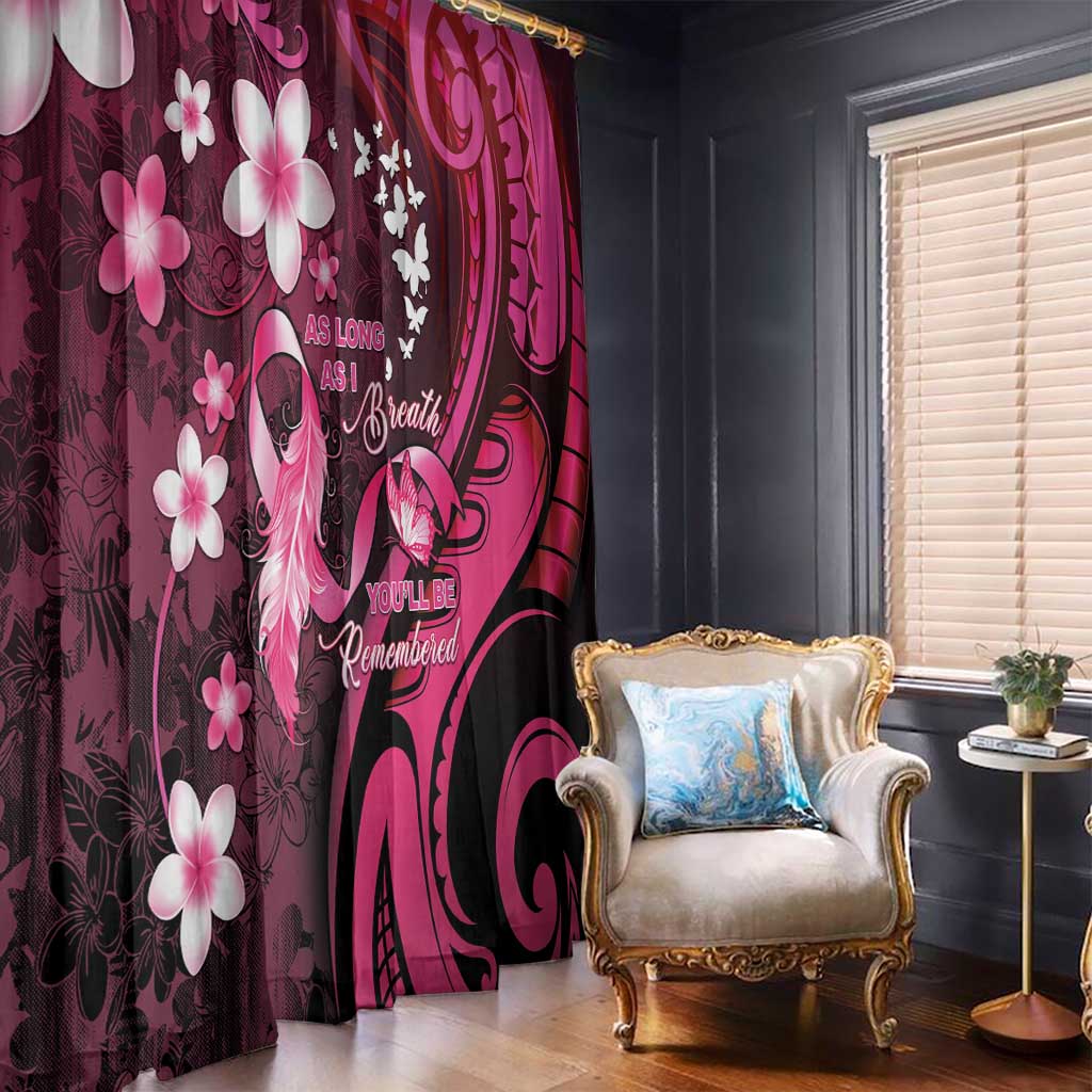 Memorial Breast Cancer Awareness Window Curtain Plumeria Floral Tribal Pattern LT05 - Polynesian Pride