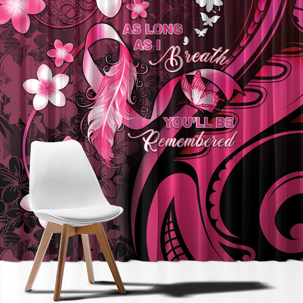 Memorial Breast Cancer Awareness Window Curtain Plumeria Floral Tribal Pattern LT05 - Polynesian Pride